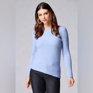 NWT Cache Soft Blue Ribbed Asymmetrical Hem Sweater Women’s Size‎ Large